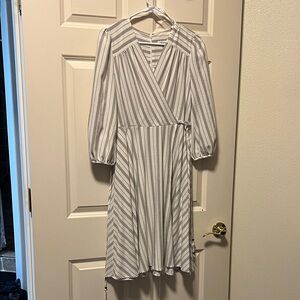 Elegant Striped Wrap Dress